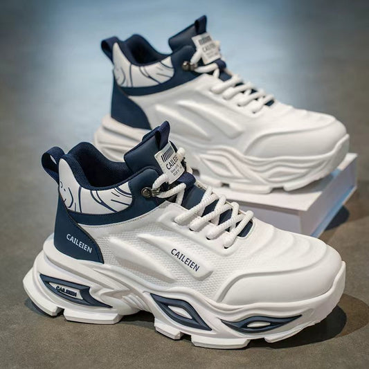 Men's White and Navy Chunky Running Sneakers