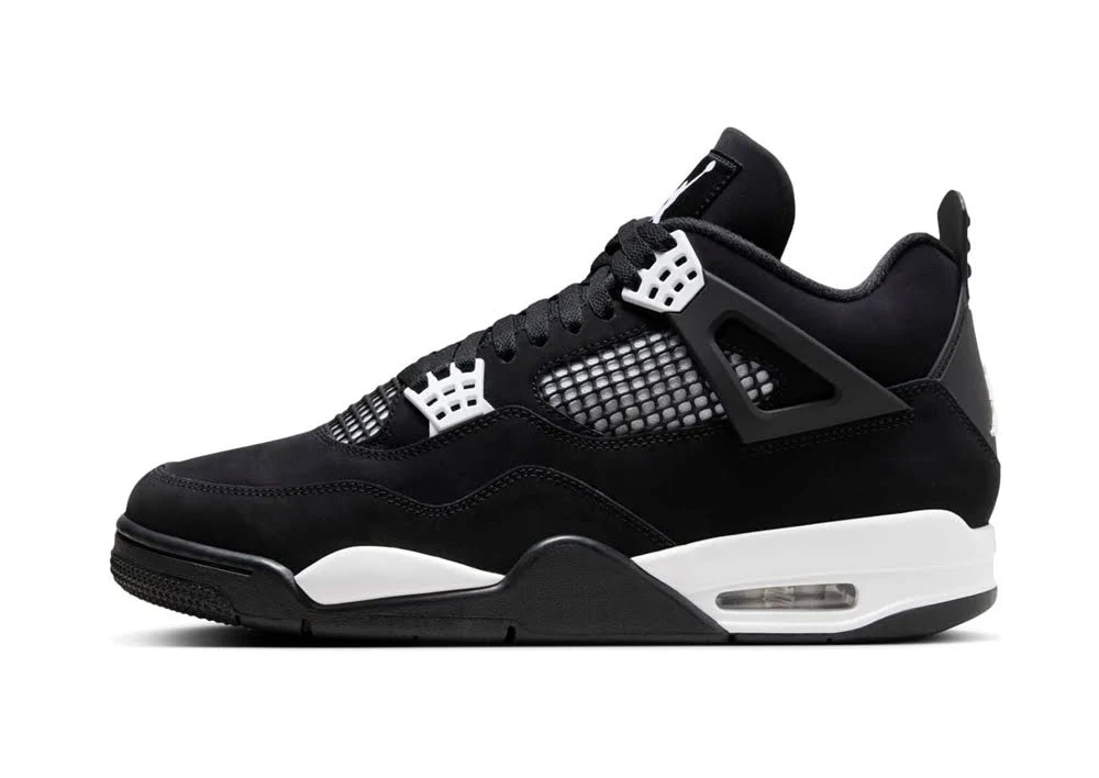Air Jordan 4 Retro 'White Thunder' Black & White Sneakers