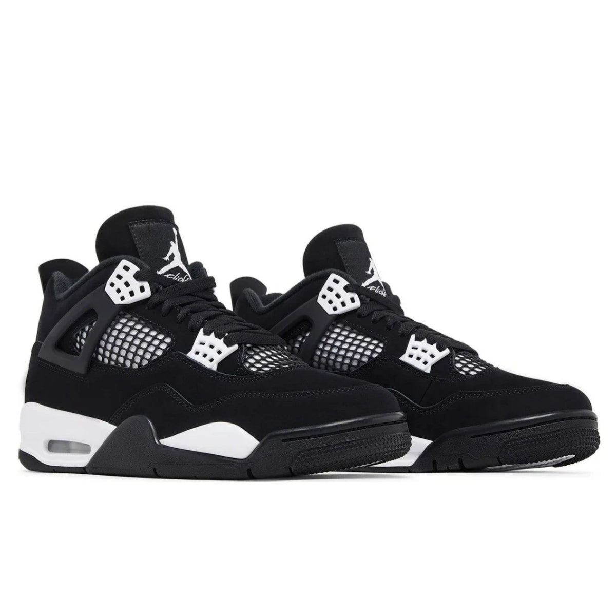 Air Jordan 4 Retro 'White Thunder' Black & White Sneakers