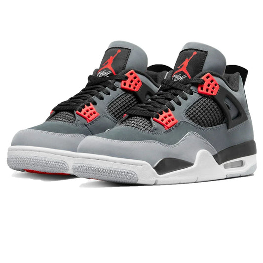 Air Jordan 4 Retro 'Infrared' – Grey Nubuck Sneakers