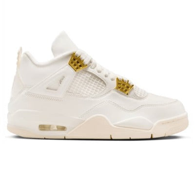 Air Jordan 4 Retro 'Metallic Gold' Sail Leather Sneakers