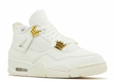 Air Jordan 4 Retro 'Metallic Gold' Sail Leather Sneakers