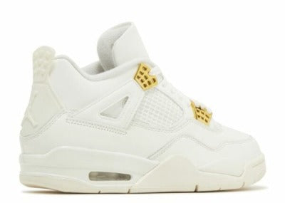 Air Jordan 4 Retro 'Metallic Gold' Sail Leather Sneakers